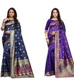 Multicolor woven banarasi silk saree with blouse