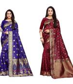 Multicolor woven banarasi silk saree with blouse