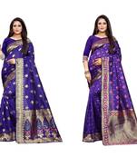 Multicolor woven banarasi silk saree with blouse