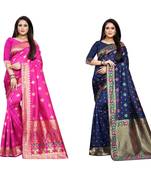 Multicolor woven banarasi silk saree with blouse