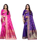 Multicolor woven banarasi silk saree with blouse