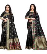Multicolor woven banarasi silk saree with blouse