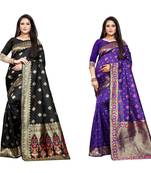 Multicolor woven banarasi silk saree with blouse