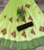 Women Green Embroidered Silk Blend Saree With Blouse