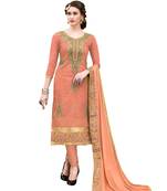 Orange embroidered cotton salwar