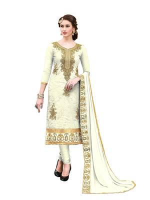 Cream embroidered cotton salwar 1