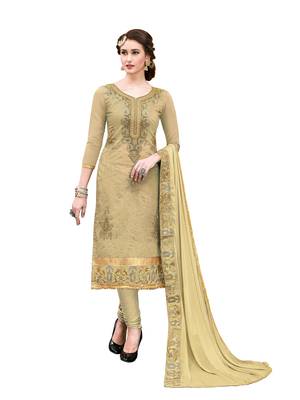 Beige Embroidered Cotton Salwar 1