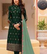 Green embroidered faux georgette salwar