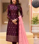 Purple embroidered faux georgette salwar