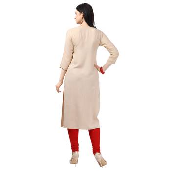Cream plain rayon party-wear-kurtis 2