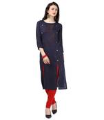 Blue plain rayon party-wear-kurtis