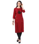 Dark-maroon plain rayon party-wear-kurtis