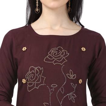 Wine plain rayon party-wear-kurtis 4