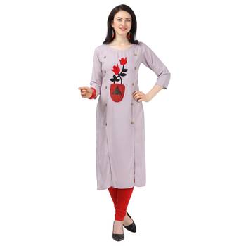 Silver plain rayon party-wear-kurtis 1