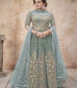 Light-blue embroidered net salwar