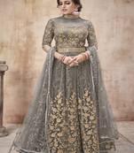 Grey embroidered net salwar