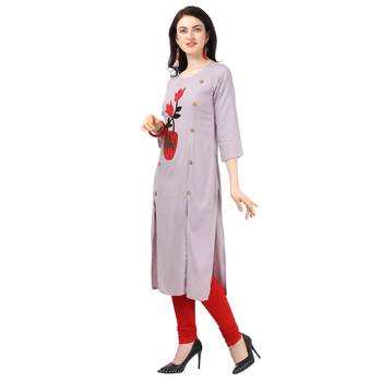 Silver plain rayon party-wear-kurtis 3