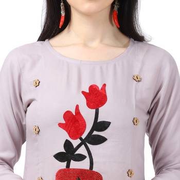 Silver plain rayon party-wear-kurtis 4