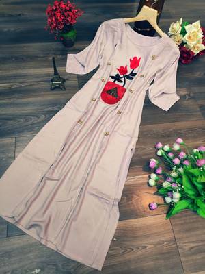Silver plain rayon party-wear-kurtis 5