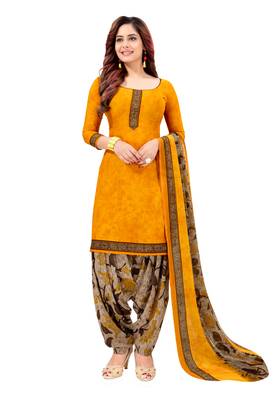 multicolor printed crepe unstitched salwar with dupatta 3
