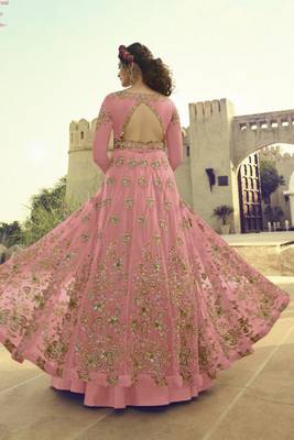 Pink Embroidered Net Salwar 2