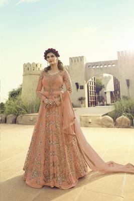Light Orange Embroidered Net Salwar 1