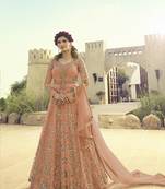 Light Orange Embroidered Net Salwar