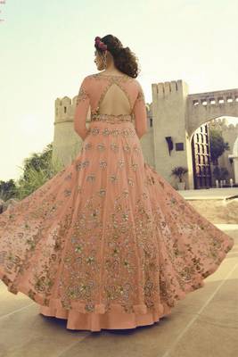 Light Orange Embroidered Net Salwar 2
