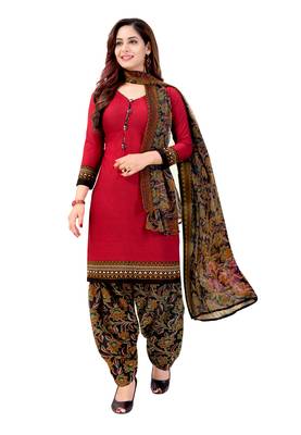 multicolor printed crepe unstitched salwar with dupatta 3