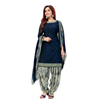 multicolor printed crepe unstitched salwar with dupatta 3