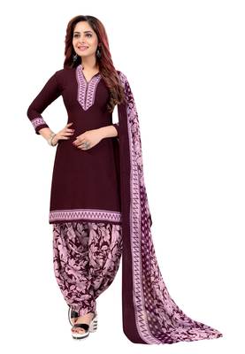 multicolor printed crepe unstitched salwar with dupatta 3