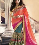   multicolor embroidered georgette saree with blouse