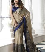 Beige printed georgette saree with blouse
