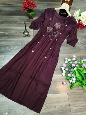 Wine plain rayon party-wear-kurtis 5