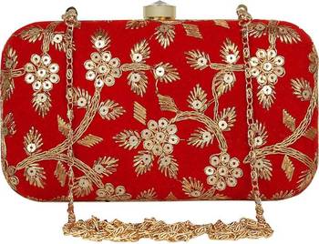 Red Velvet Women Party Clutch (Red) 4