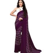 Purple printed georgette saree with blouse