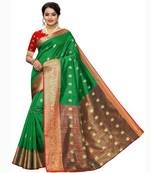 Green Woven Poly Silk Saree With Blouse