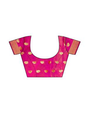 Pink Woven Cotton Poly Saree With Blouse 5