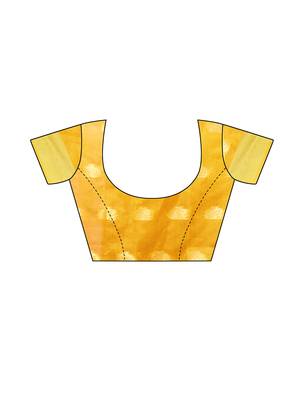 Yellow Woven Cotton Poly Saree With Blouse 5