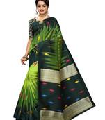 Green Printed Poly Silk Saree With Blouse