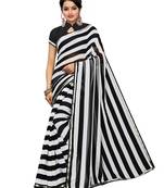 Black Printed Chiffon Saree With Blouse