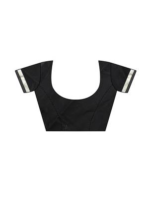 Black Printed Chiffon Saree With Blouse 5