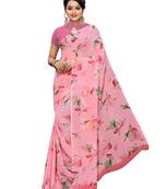 Pink Printed Georgette Saree With Blouse