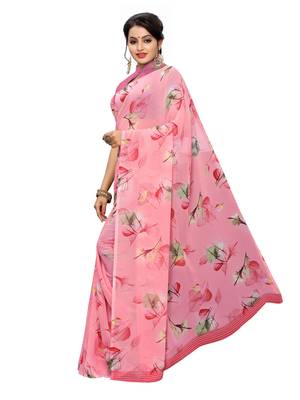Pink Printed Georgette Saree With Blouse 2