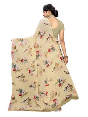 Beige Printed Georgette Saree With Blouse 4