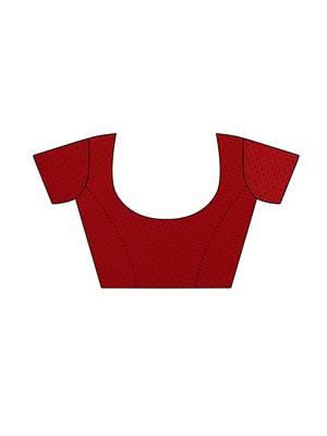 Red printed georgette saree with blouse 5