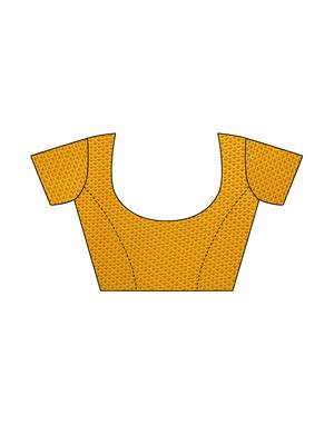Mustard printed georgette saree with blouse 5