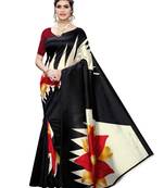 Black Printed Poly Silk Saree With Blouse