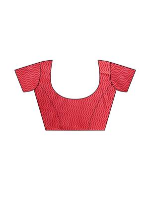 Red Printed Poly Silk Saree With Blouse 5