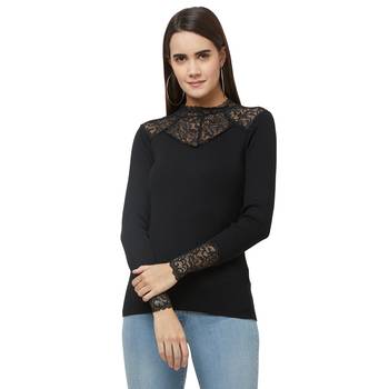 Black printed viscose tops 1
